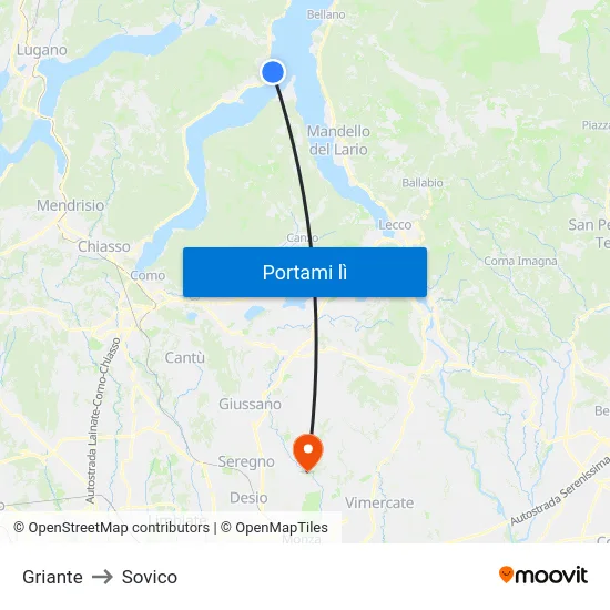 Griante to Sovico map