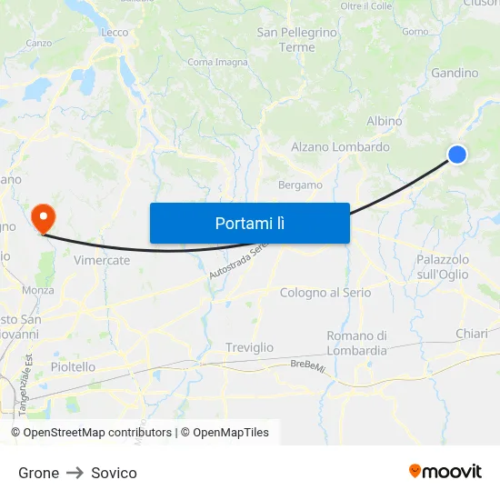 Grone to Sovico map