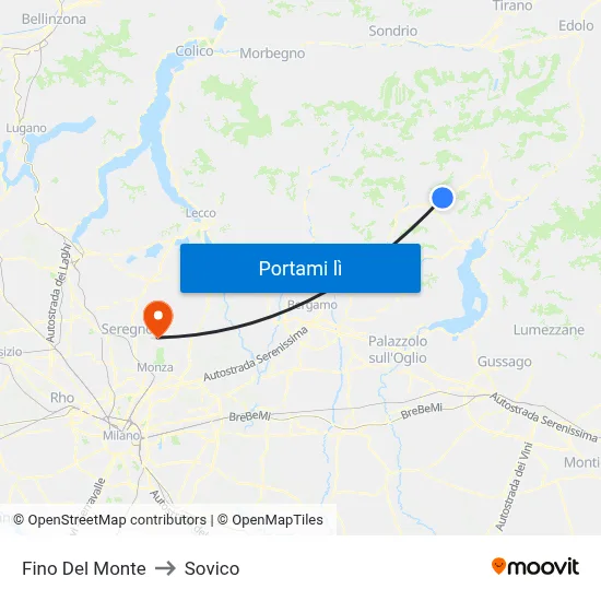 Fino Del Monte to Sovico map