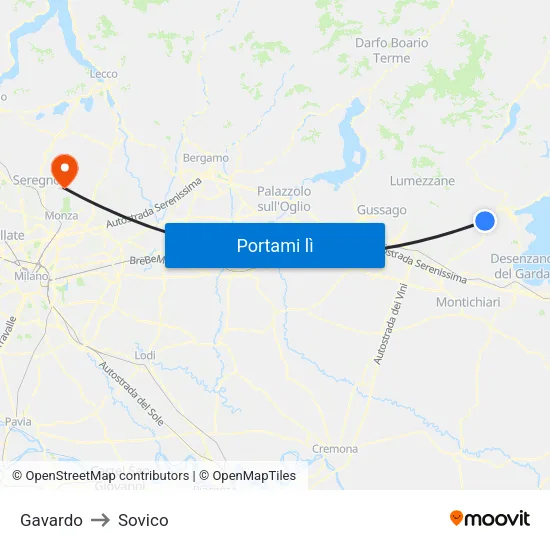 Gavardo to Sovico map