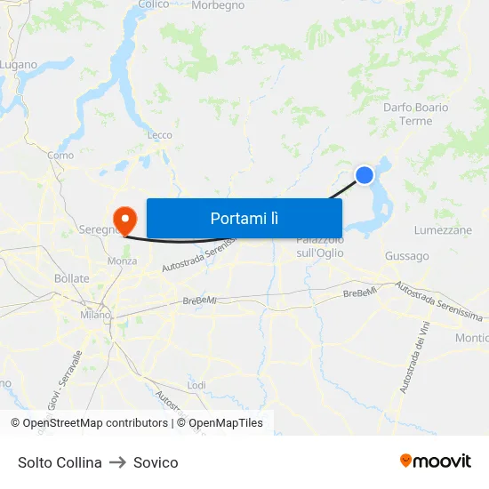 Solto Collina to Sovico map