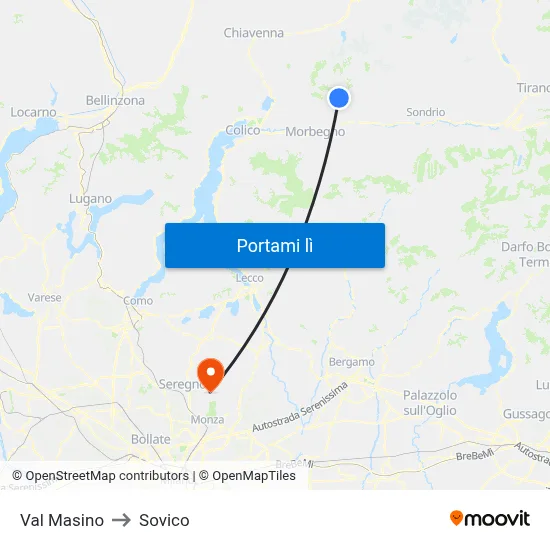 Val Masino to Sovico map