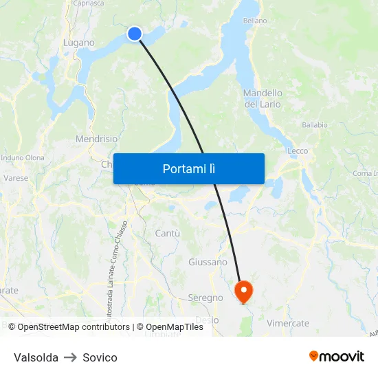 Valsolda to Sovico map