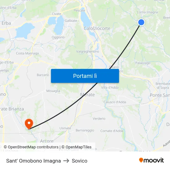 Sant' Omobono Imagna to Sovico map
