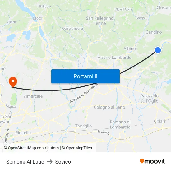 Spinone Al Lago to Sovico map