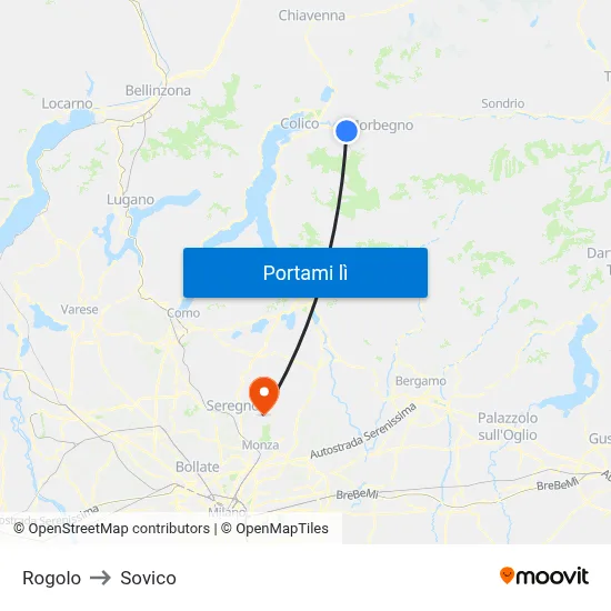 Rogolo to Sovico map