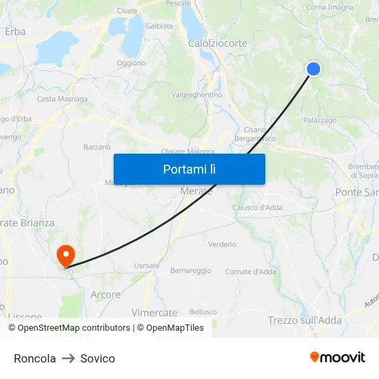 Roncola to Sovico map