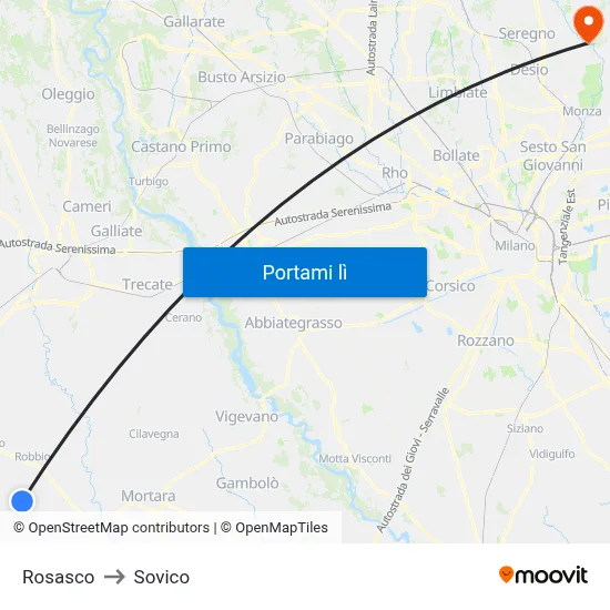 Rosasco to Sovico map