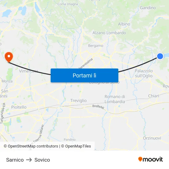 Sarnico to Sovico map