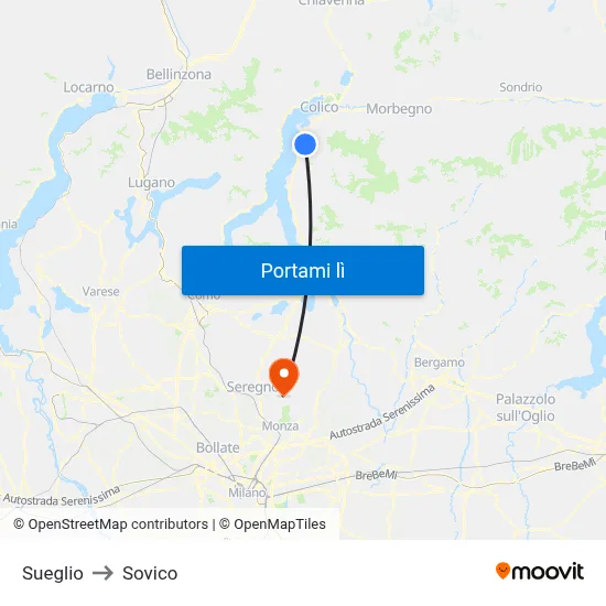Sueglio to Sovico map