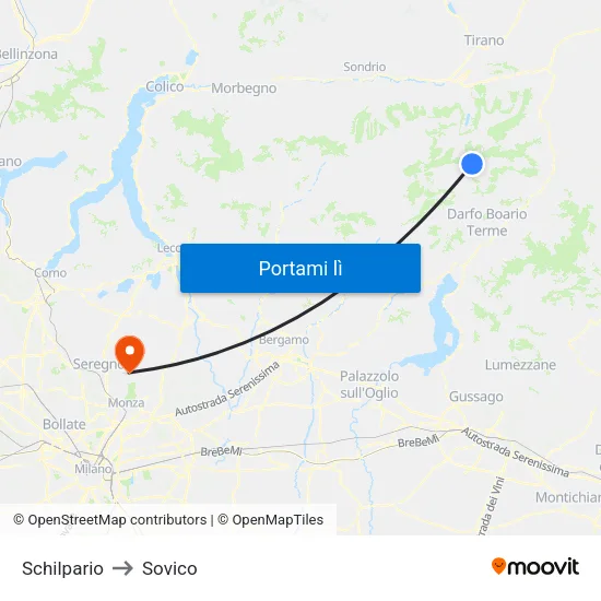 Schilpario to Sovico map