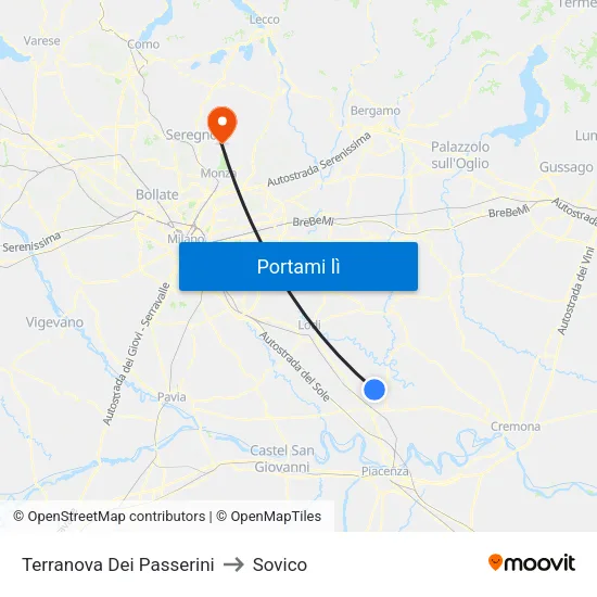 Terranova Dei Passerini to Sovico map