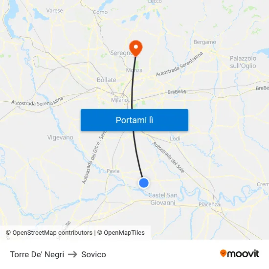 Torre De' Negri to Sovico map