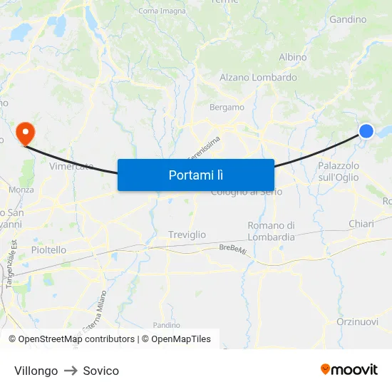 Villongo to Sovico map