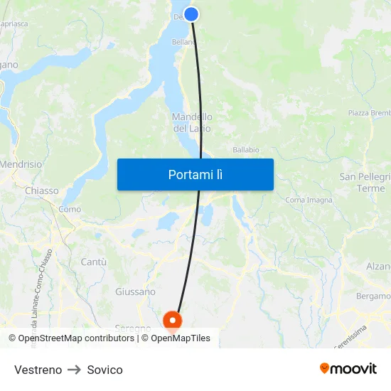 Vestreno to Sovico map