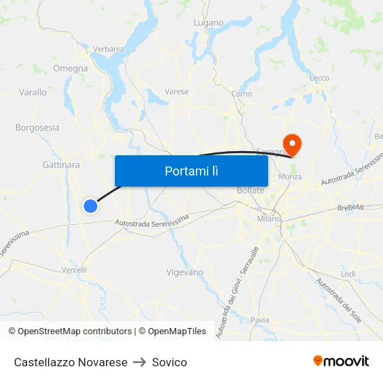Castellazzo Novarese to Sovico map