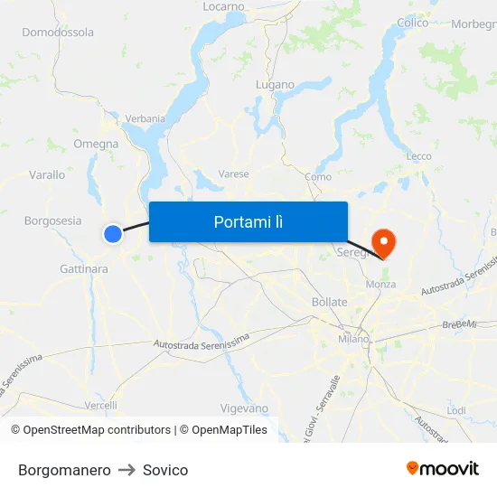 Borgomanero to Sovico map