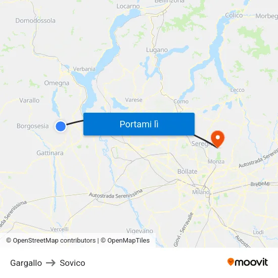 Gargallo to Sovico map