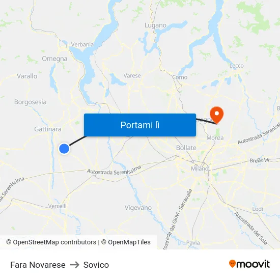 Fara Novarese to Sovico map