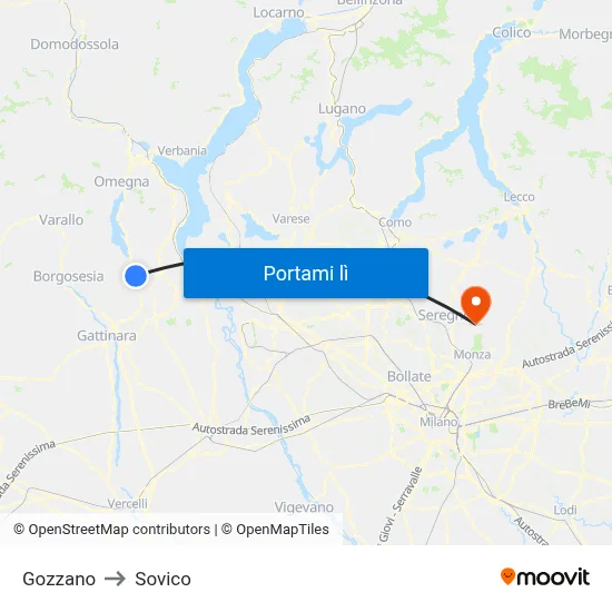 Gozzano to Sovico map