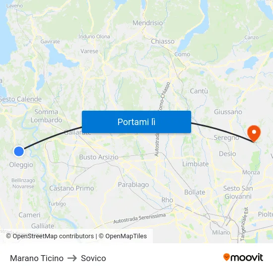 Marano Ticino to Sovico map