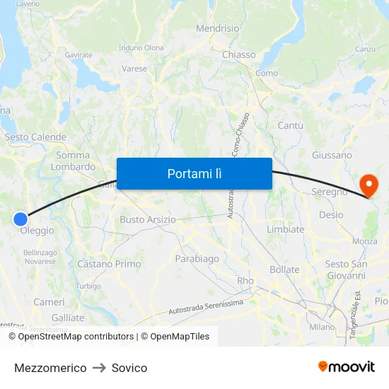 Mezzomerico to Sovico map