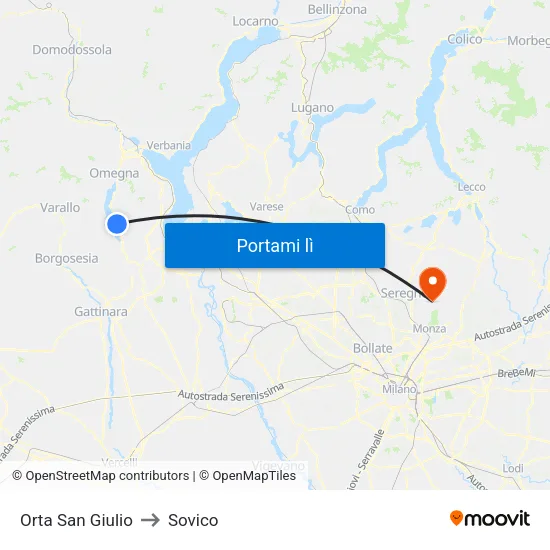 Orta San Giulio to Sovico map
