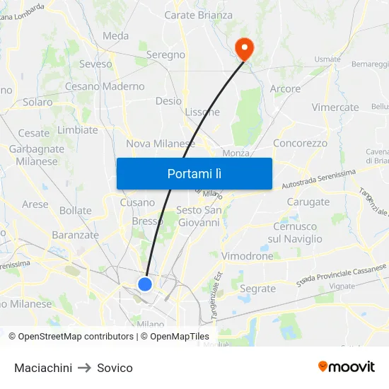 Maciachini to Sovico map