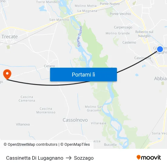 Cassinetta Di Lugagnano to Sozzago map