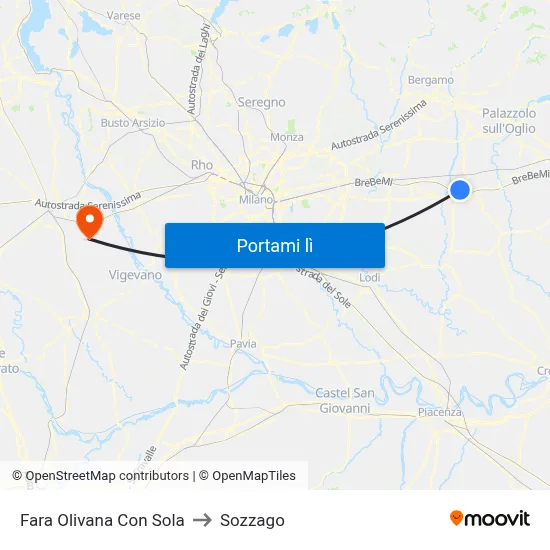 Fara Olivana Con Sola to Sozzago map