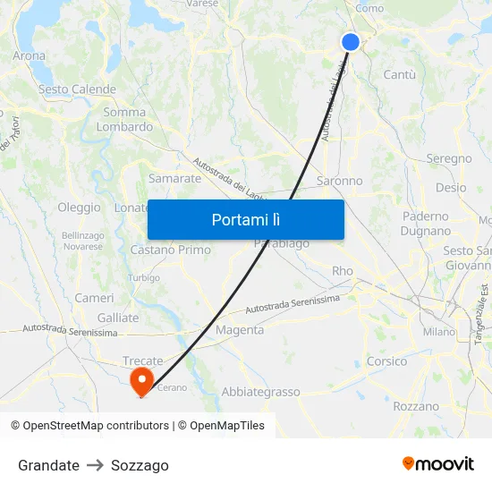 Grandate to Sozzago map