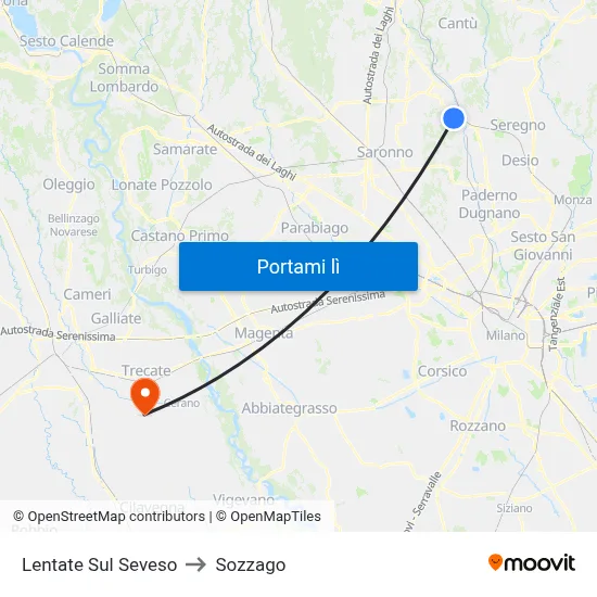 Lentate Sul Seveso to Sozzago map