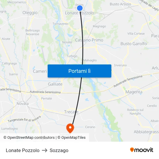 Lonate Pozzolo to Sozzago map