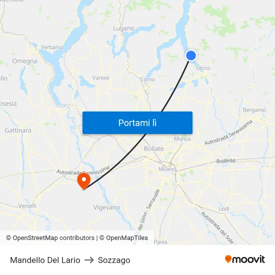 Mandello Del Lario to Sozzago map