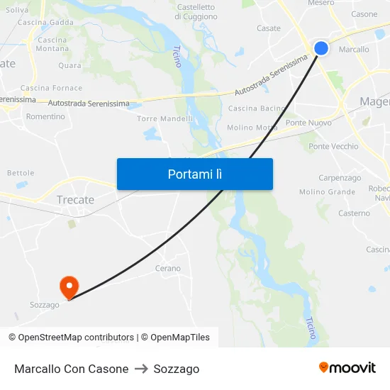Marcallo Con Casone to Sozzago map