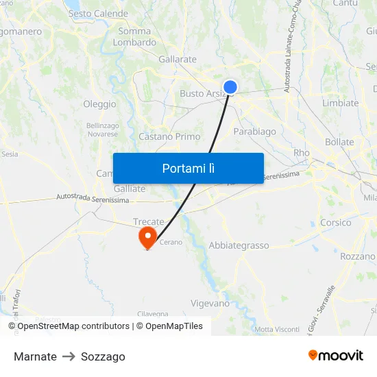 Marnate to Sozzago map