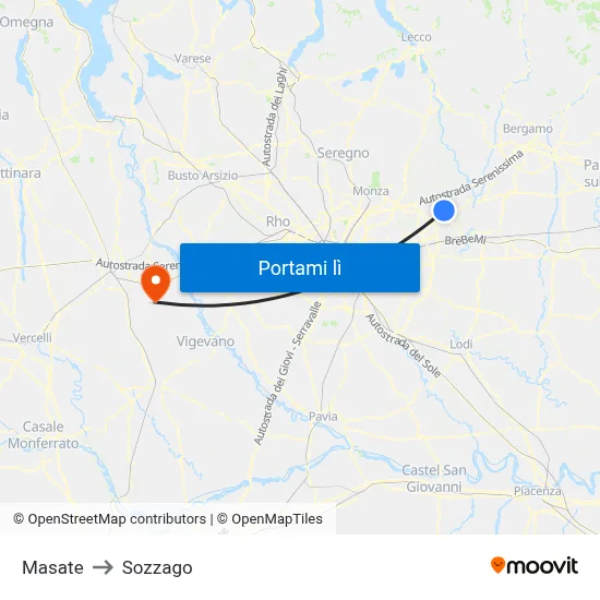 Masate to Sozzago map