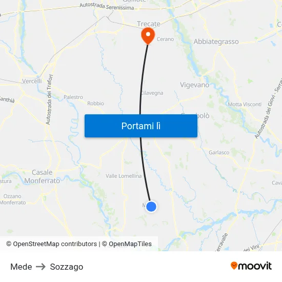 Mede to Sozzago map
