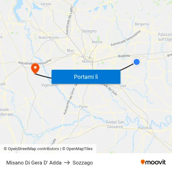 Misano Di Gera D' Adda to Sozzago map