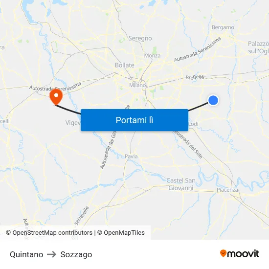 Quintano to Sozzago map