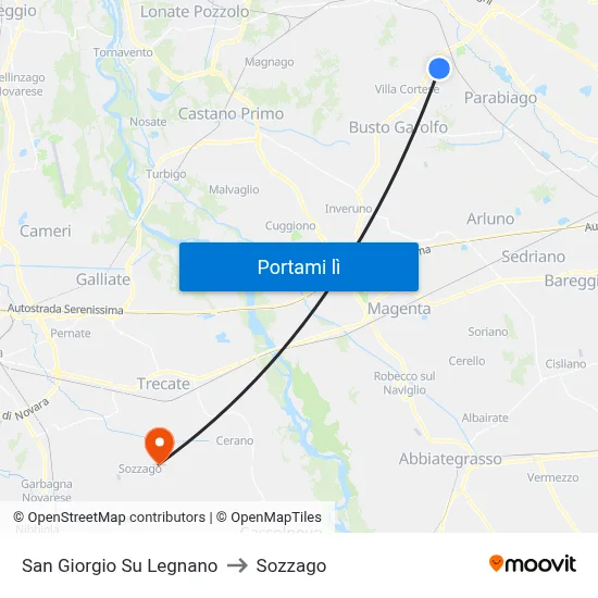 San Giorgio Su Legnano to Sozzago map