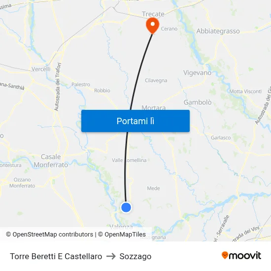 Torre Beretti E Castellaro to Sozzago map