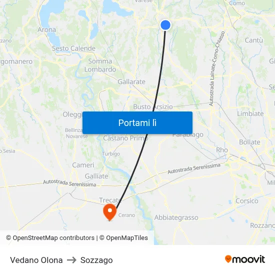 Vedano Olona to Sozzago map