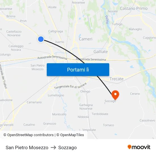 San Pietro Mosezzo to Sozzago map