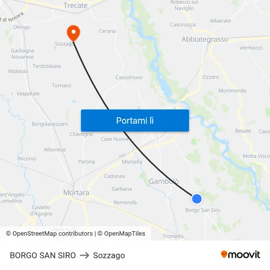 BORGO SAN SIRO to Sozzago map