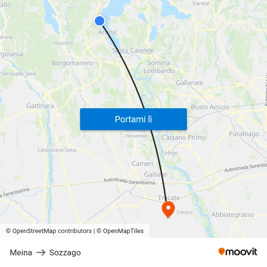 Meina to Sozzago map