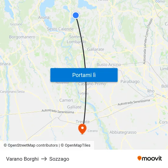 Varano Borghi to Sozzago map