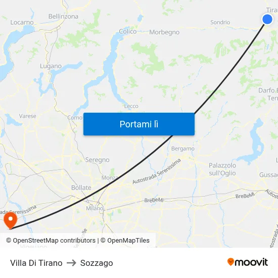 Villa Di Tirano to Sozzago map