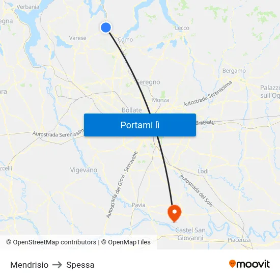 Mendrisio to Spessa map
