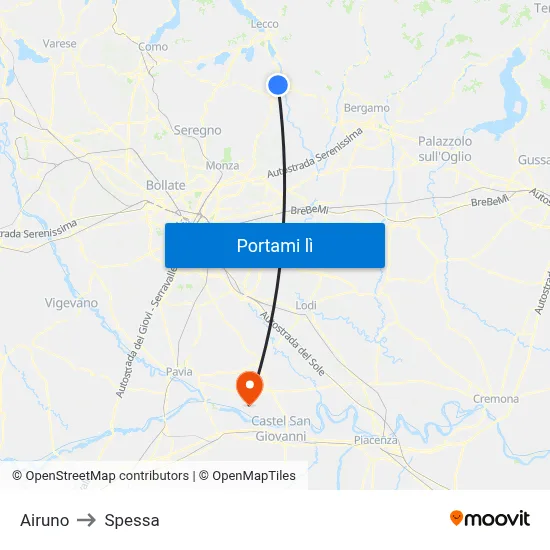 Airuno to Spessa map